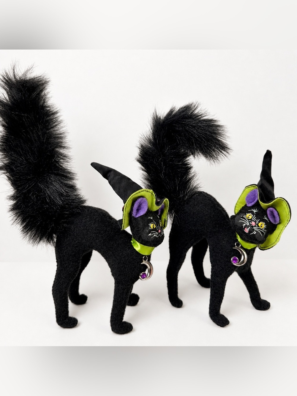 Annalee Black Cat Pair Halloween Decor Bendable Vintage Dolls - Picture 2 of 12